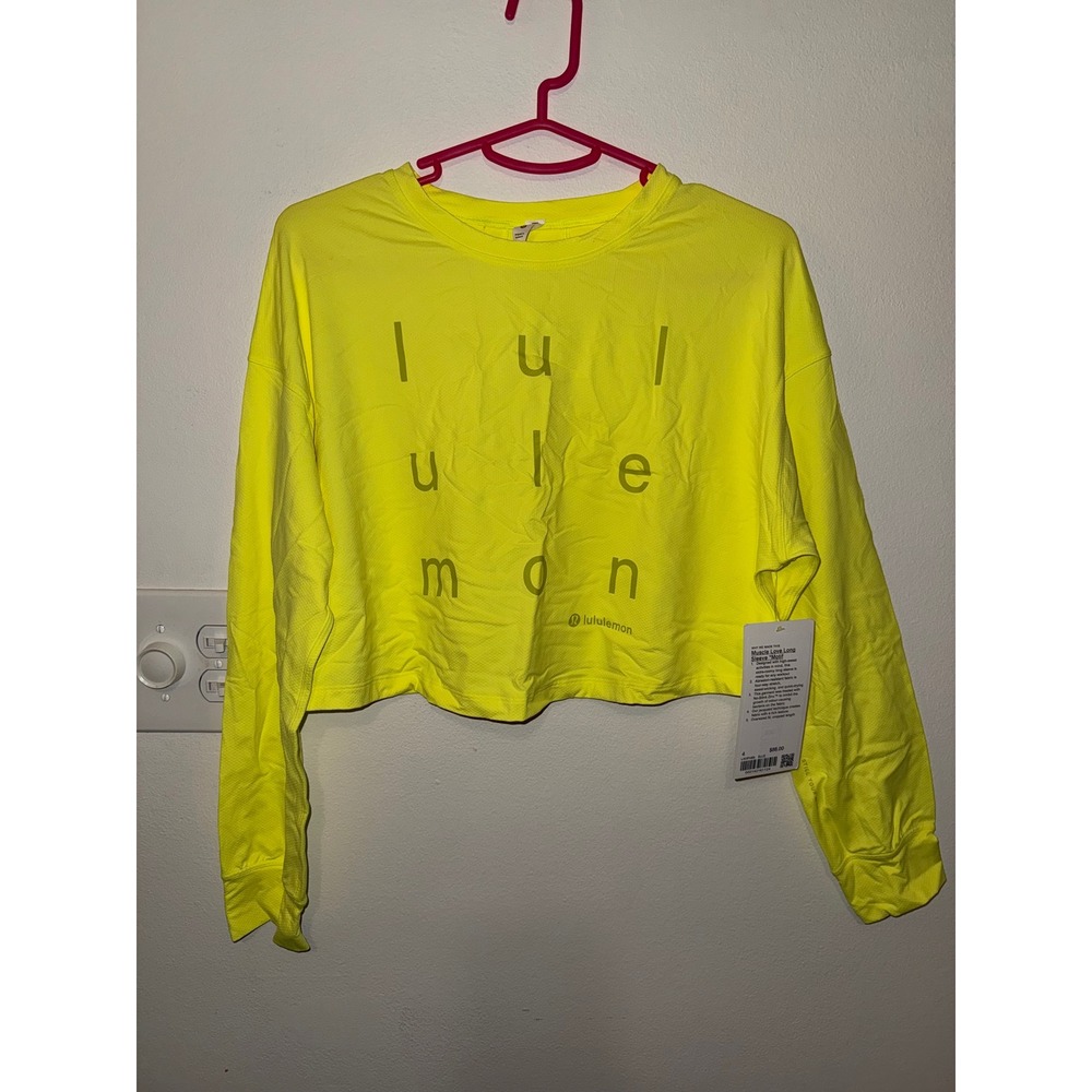 Lululemon Muscle Love Long Sleeve Shirt *Motif Electric Lemon Size 4 NWT